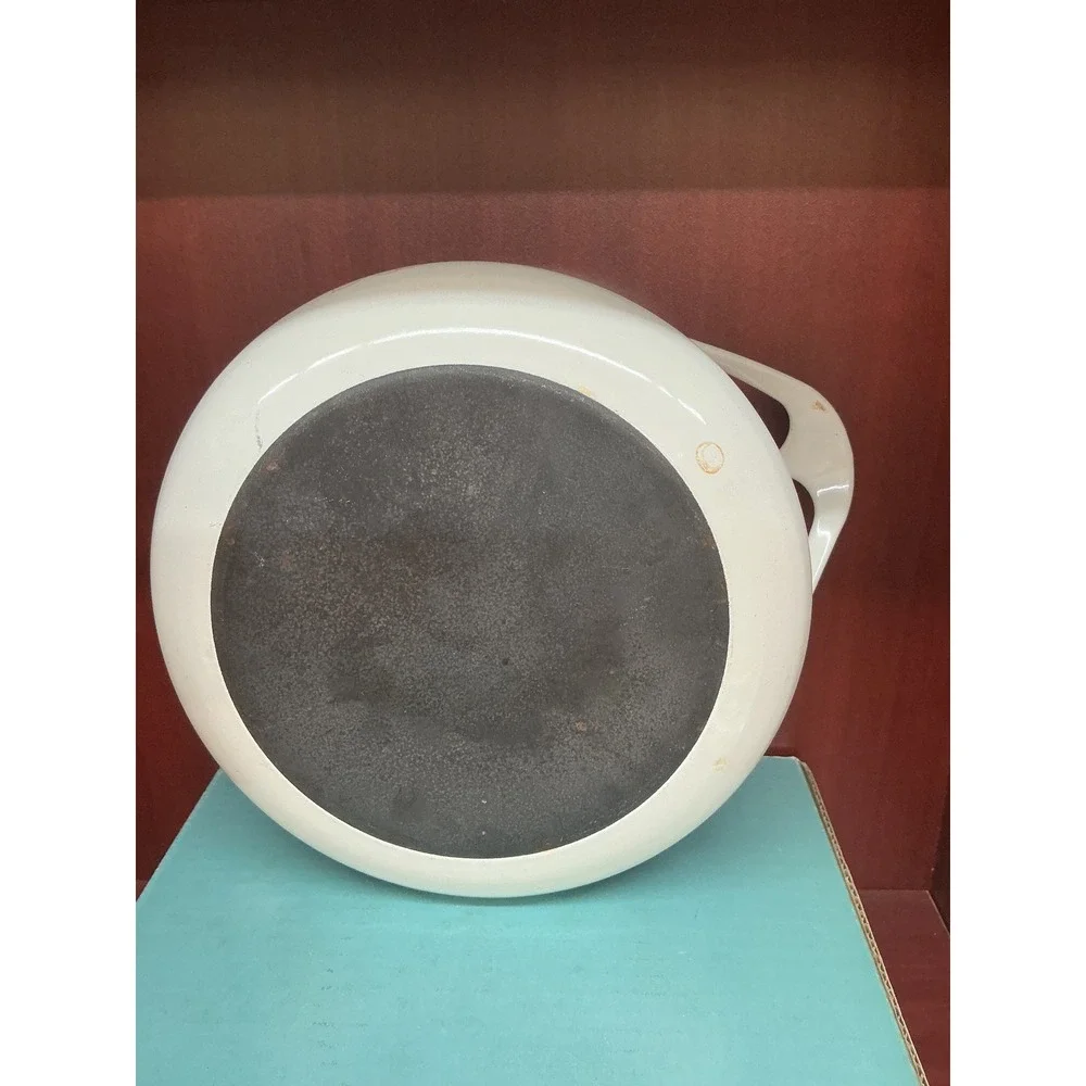 Kobe Cookware Japan Enamel Floral Stockpot Casserole Dish with Lid Vintage White